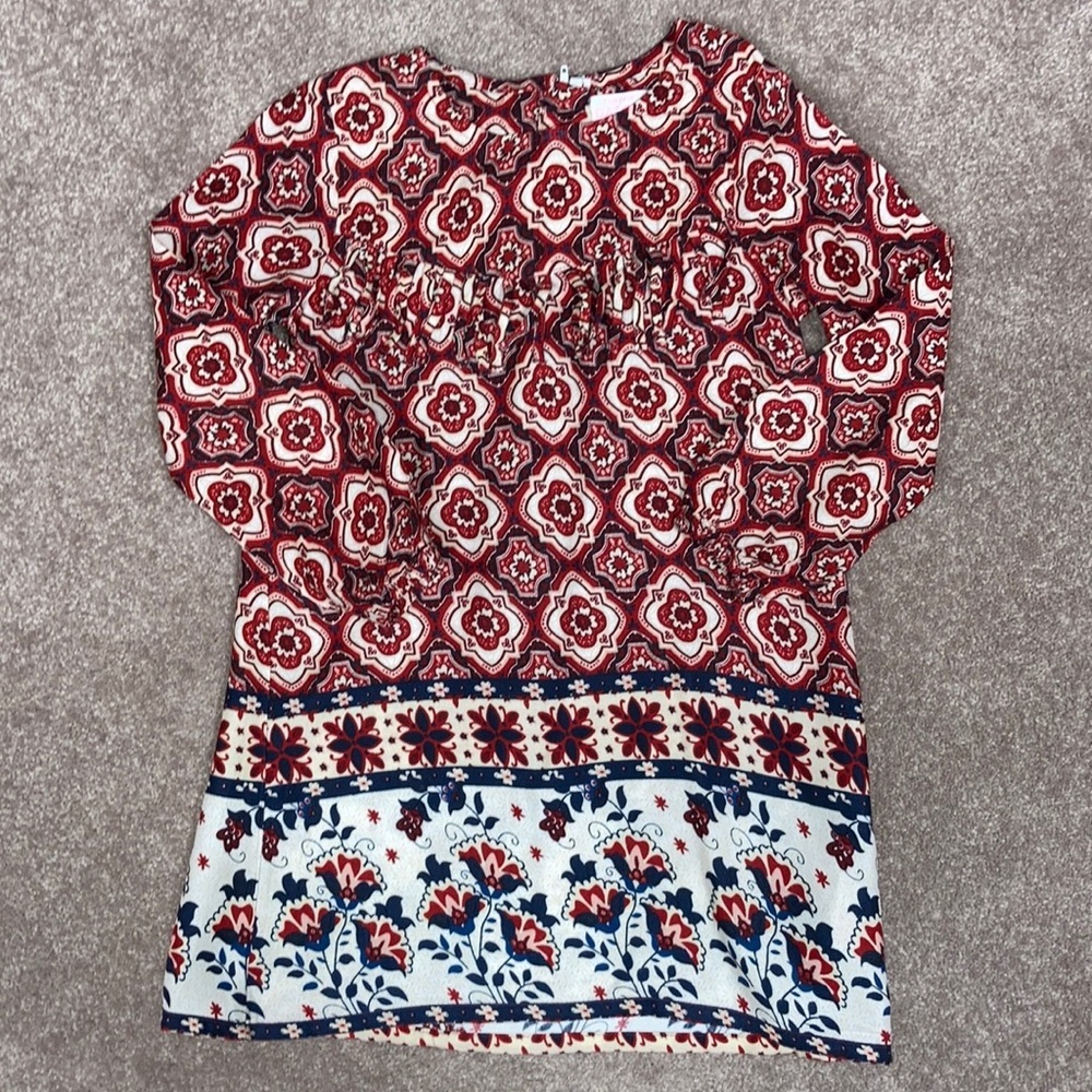 Pumpkin patch size 6 fringe red white navy dress